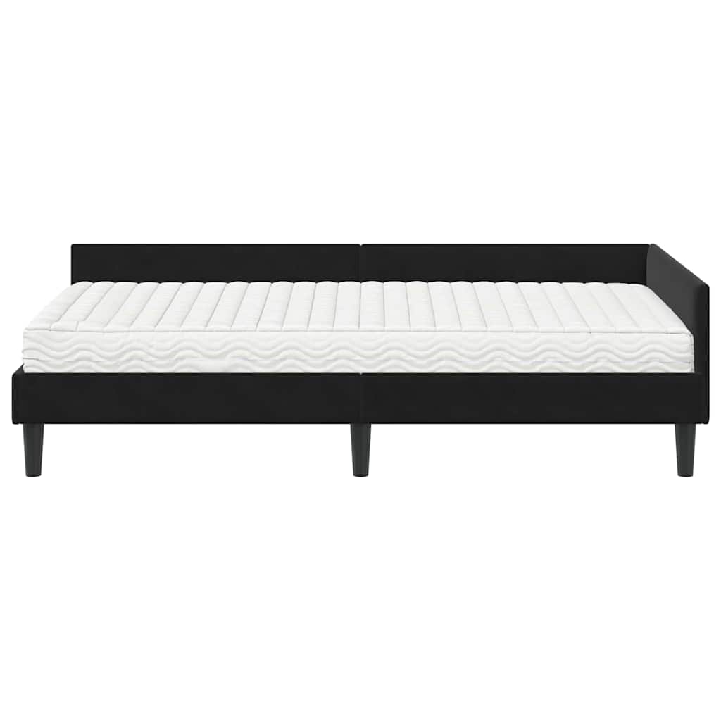 Cadre de lit d'angle avec matelas Autre 2 pcs Noir Velours - XIOS