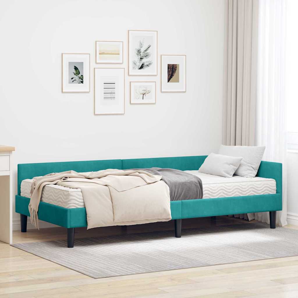 Cadre de lit d'angle avec matelas Autre 2 pcs Turquoise Velours - XIOS