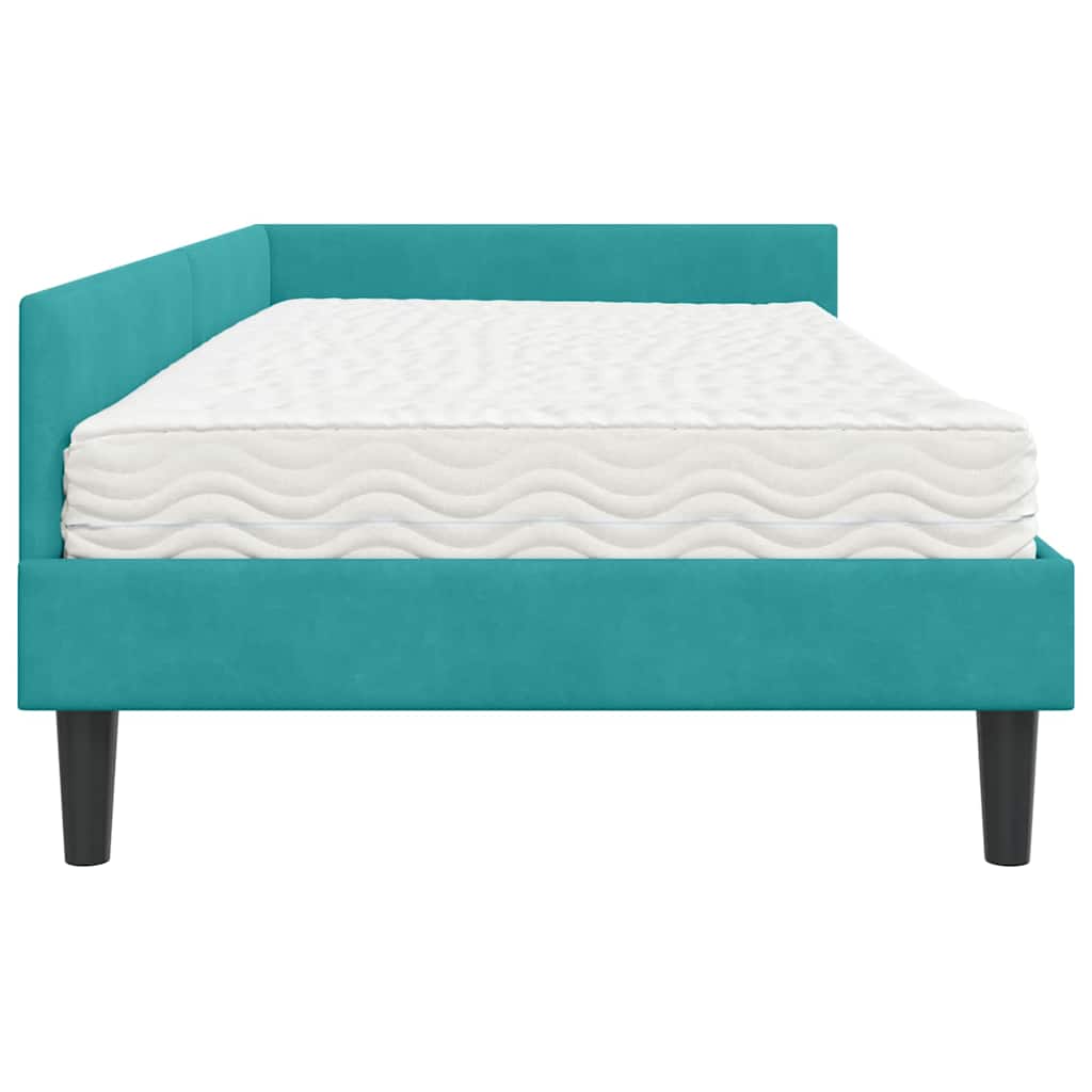 Cadre de lit d'angle avec matelas Autre 2 pcs Turquoise Velours - XIOS