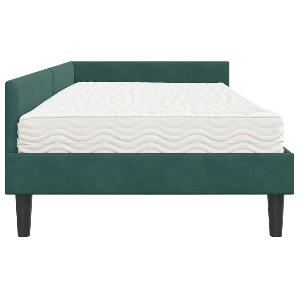 Cadre de lit d'angle avec matelas Autre 2 pcs Vert Velours - XIOS