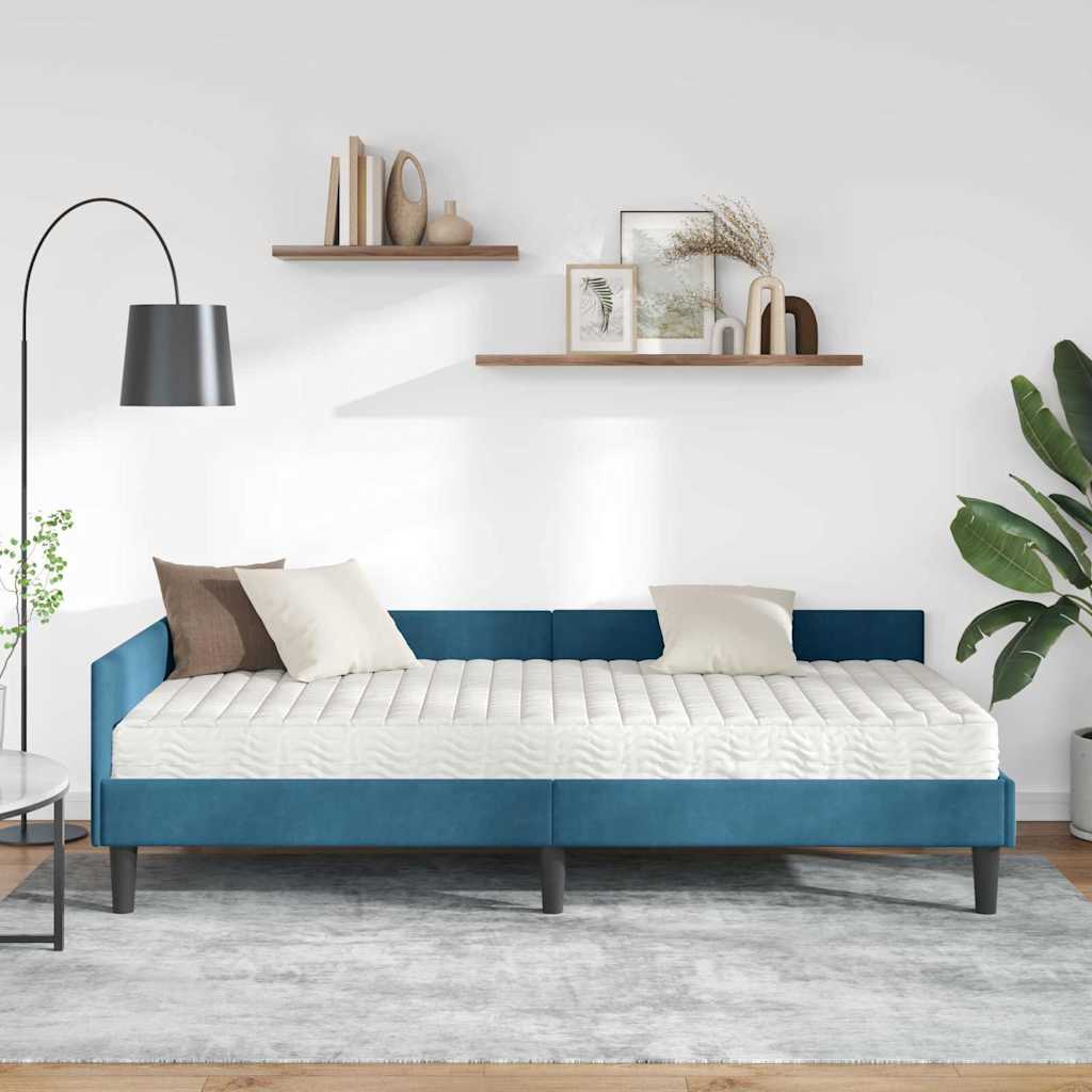 Cadre de lit d'angle avec matelas Autre 2 pcs Bleu Velours - XIOS
