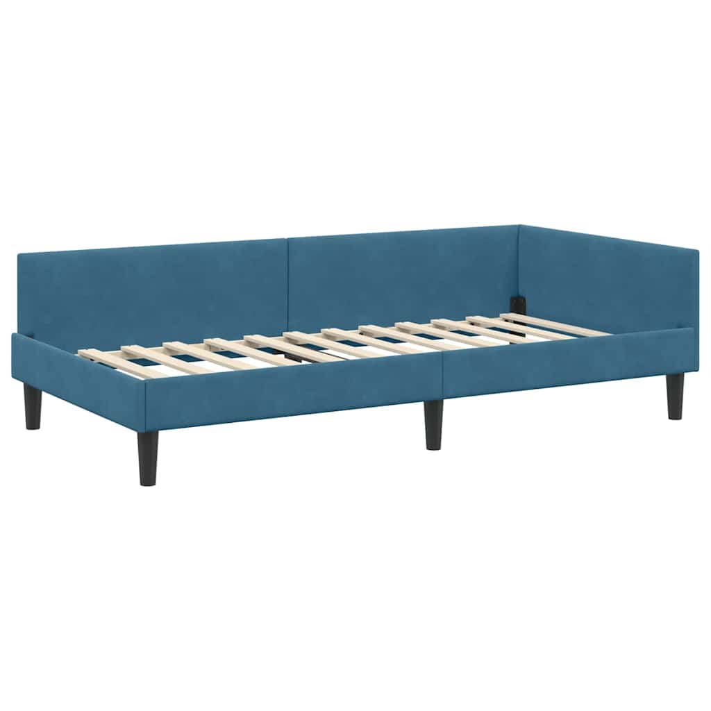 Cadre de lit d'angle avec matelas Autre 2 pcs Bleu Velours - XIOS