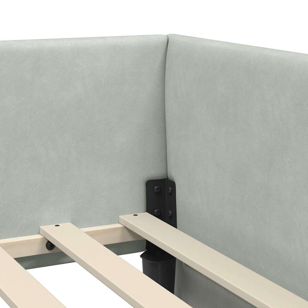 Cadre de lit d'angle avec matelas 2 pcs Gris clair Velours - XIOS