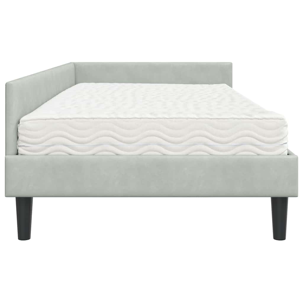 Cadre de lit d'angle avec matelas 2 pcs Gris clair Velours - XIOS