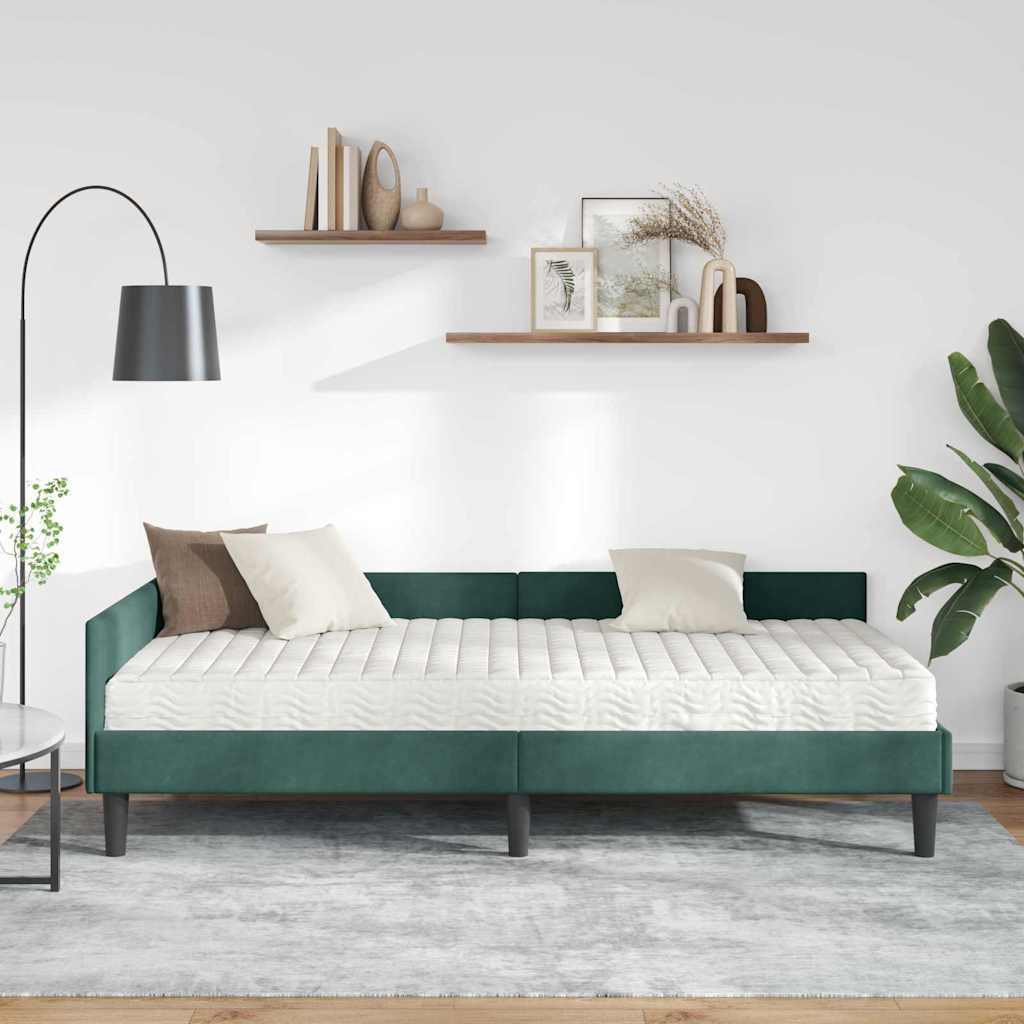 Cadre de lit d'angle avec matelas Autre 2 pcs Vert Velours - XIOS