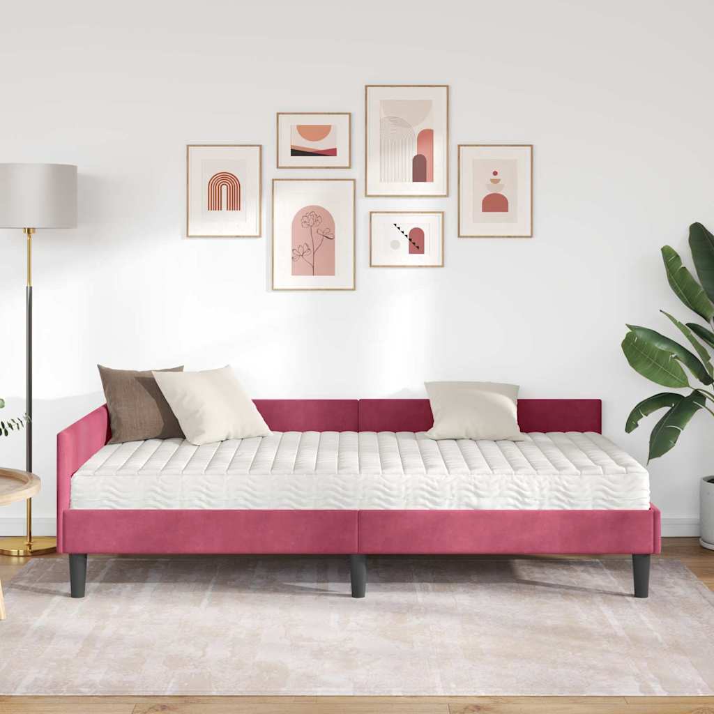 Cadre de lit d'angle avec matelas Autre 2 pcs Vert Velours - XIOS