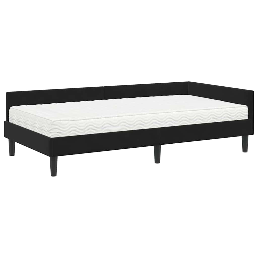 Cadre de lit d'angle avec matelas Autre 2 pcs Noir Velours - XIOS
