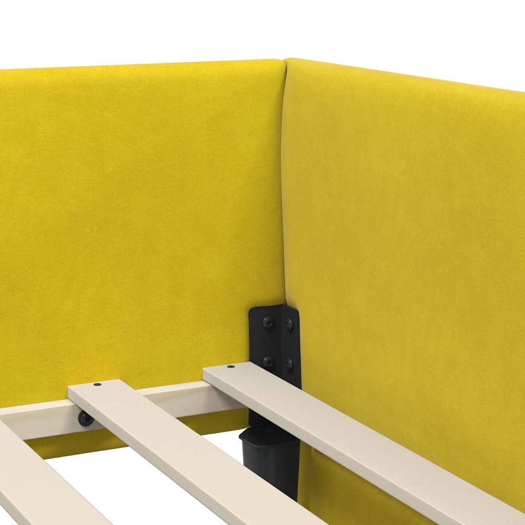 Cadre de lit d'angle avec matelas Autre 2 pcs Jaune Velours - XIOS