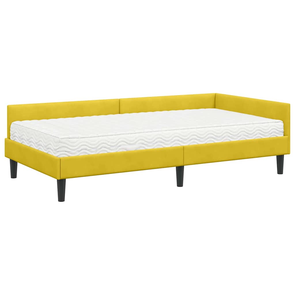 Cadre de lit d'angle avec matelas Autre 2 pcs Jaune Velours - XIOS