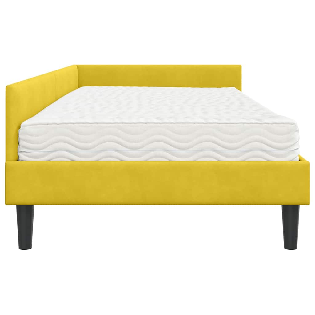 Cadre de lit d'angle avec matelas Autre 2 pcs Jaune Velours - XIOS