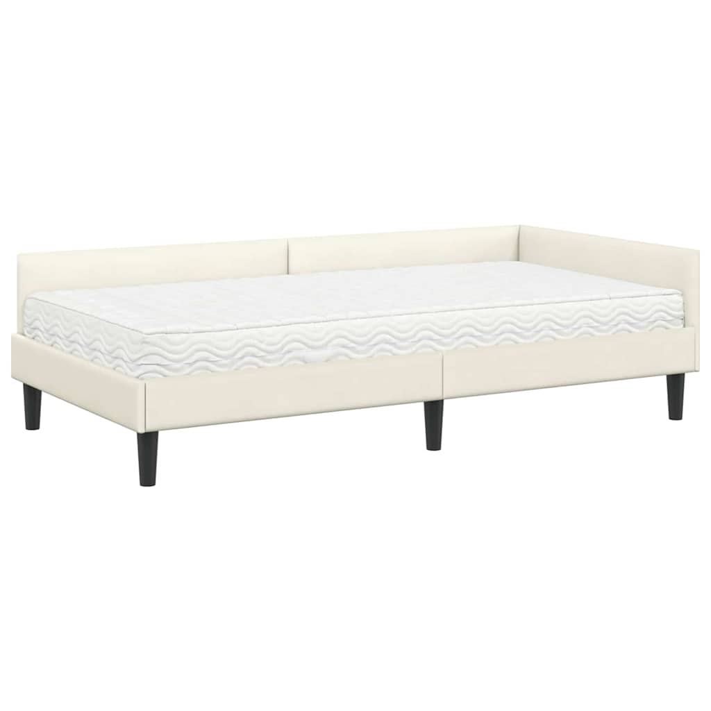 Cadre de lit d'angle avec matelas Autre 2 pcs Crème Velours - XIOS
