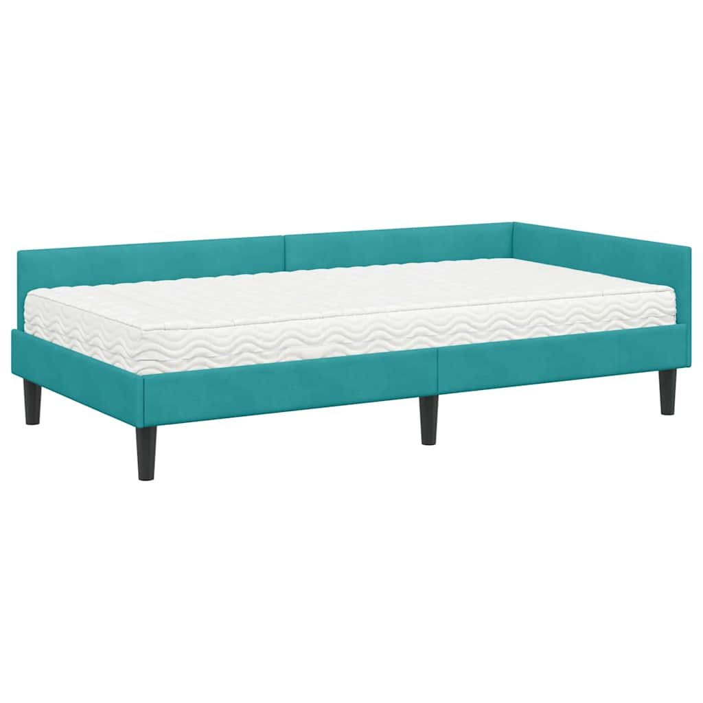 Cadre de lit d'angle avec matelas Autre 2 pcs Turquoise Velours - XIOS