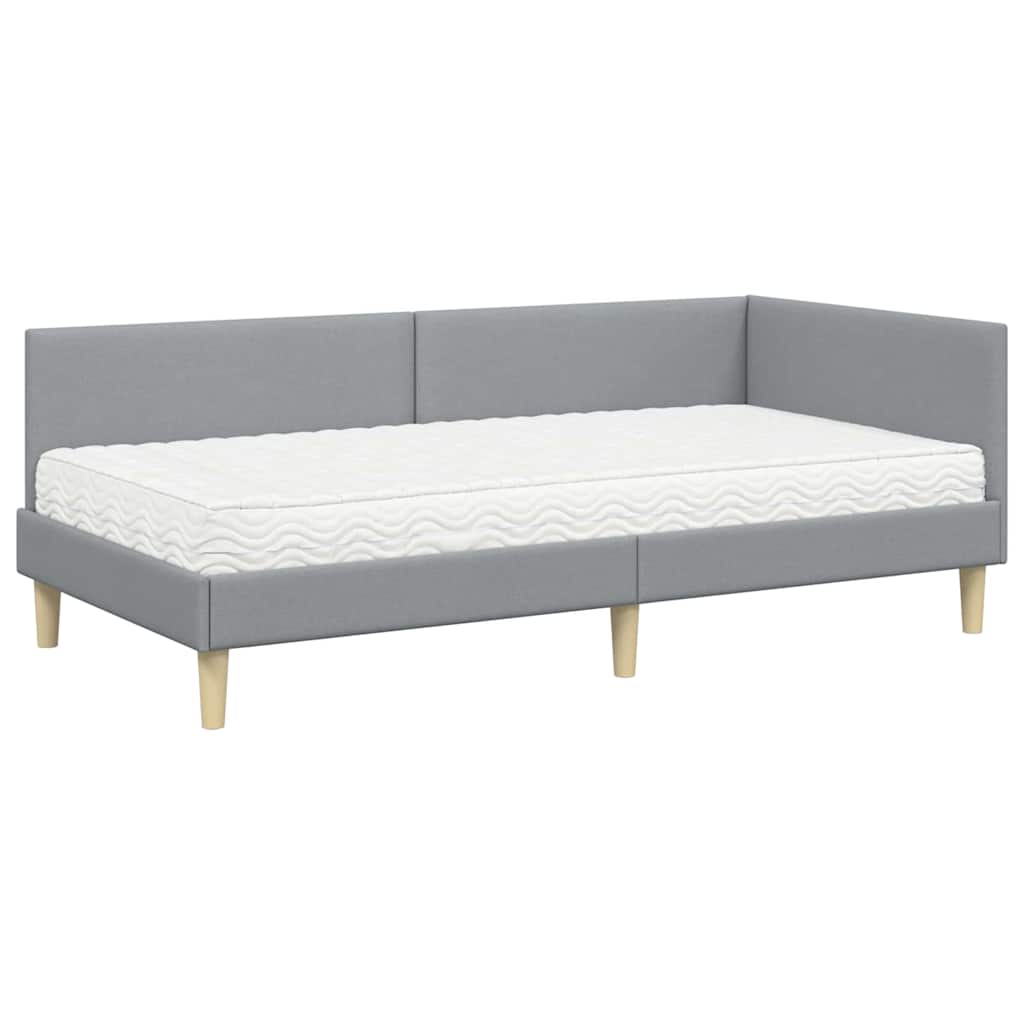 Cadre de lit d'angle avec matelas Autre 2 pcs Gris clair tissu - XIOS