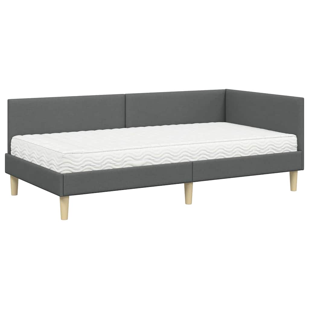 Cadre de lit d'angle avec matelas Autre 2 pcs Gris tissu - XIOS