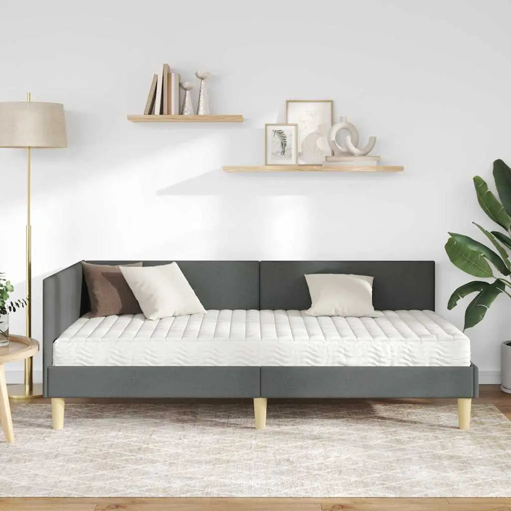 Cadre de lit d’angle avec matelas 2 pc Gris foncé 90 x 190 cm - XIOS