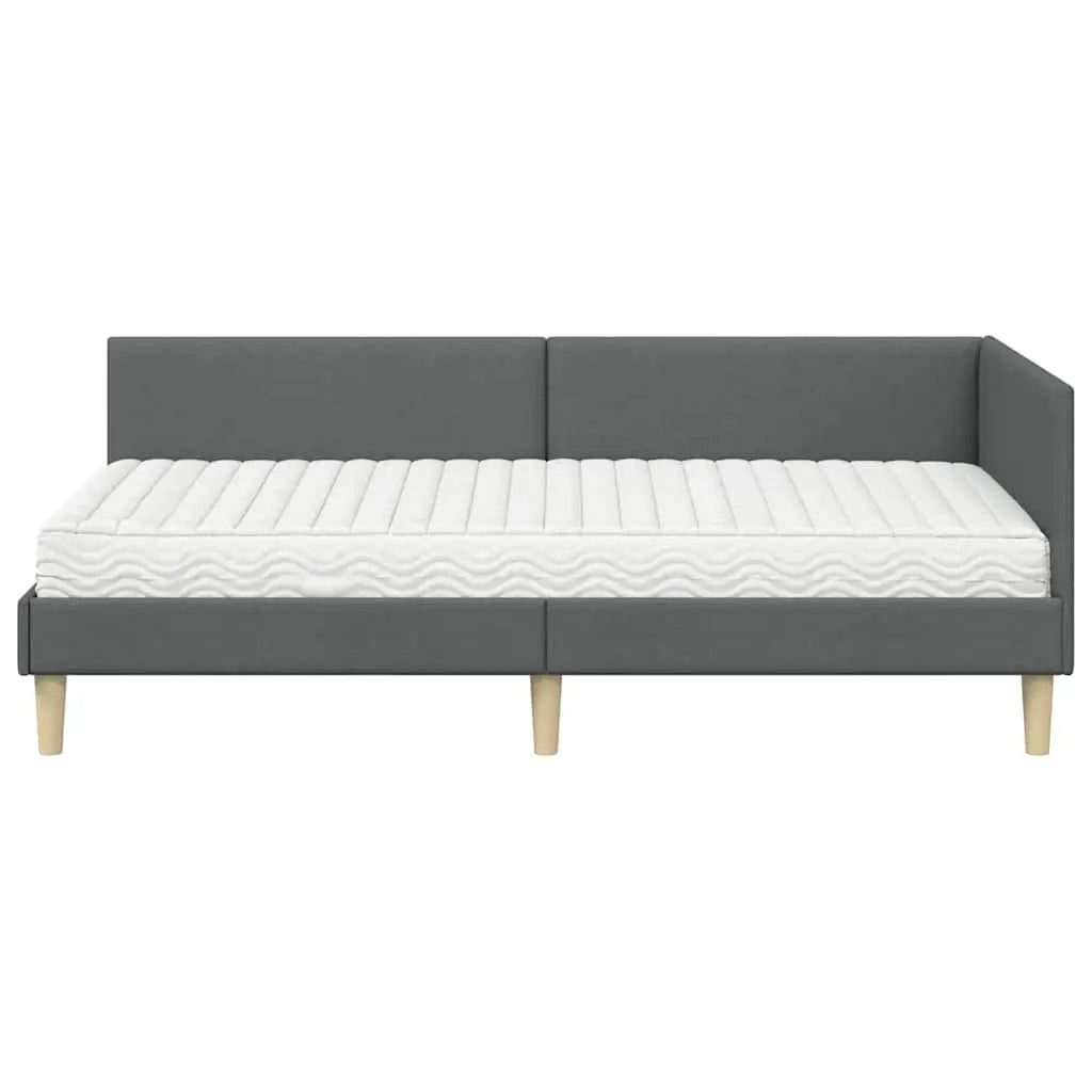 Cadre de lit d’angle avec matelas 2 pc Gris foncé 90 x 190 cm - XIOS