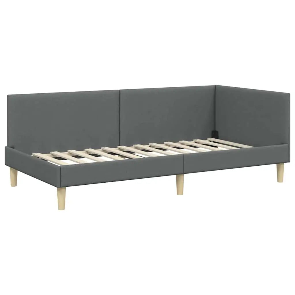 Cadre de lit d’angle avec matelas 2 pc Gris foncé 90 x 190 cm - XIOS