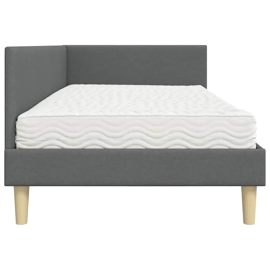 Cadre de lit d’angle avec matelas 2 pc Gris foncé 90 x 190 cm - XIOS