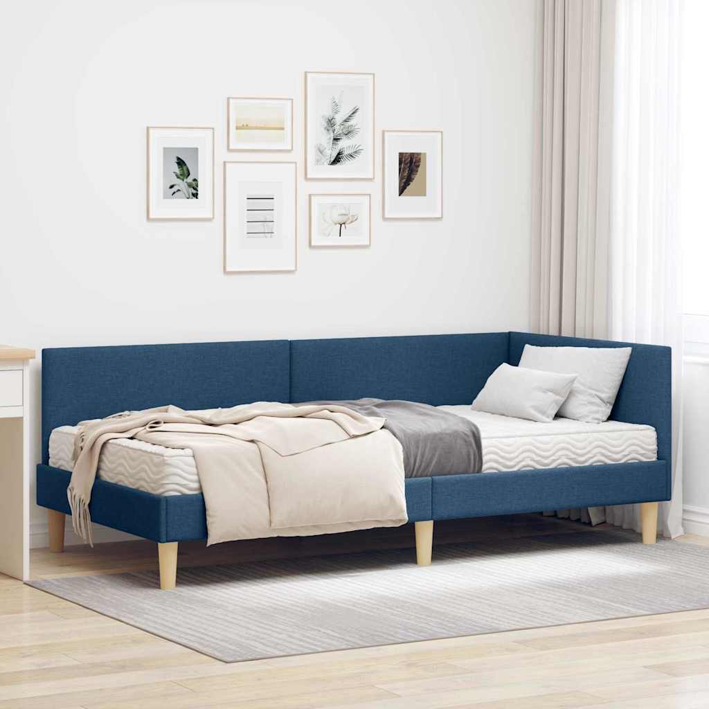 Cadre de lit d’angle avec matelas Autre 2 pc Bleu tissu - XIOS Store SNC
