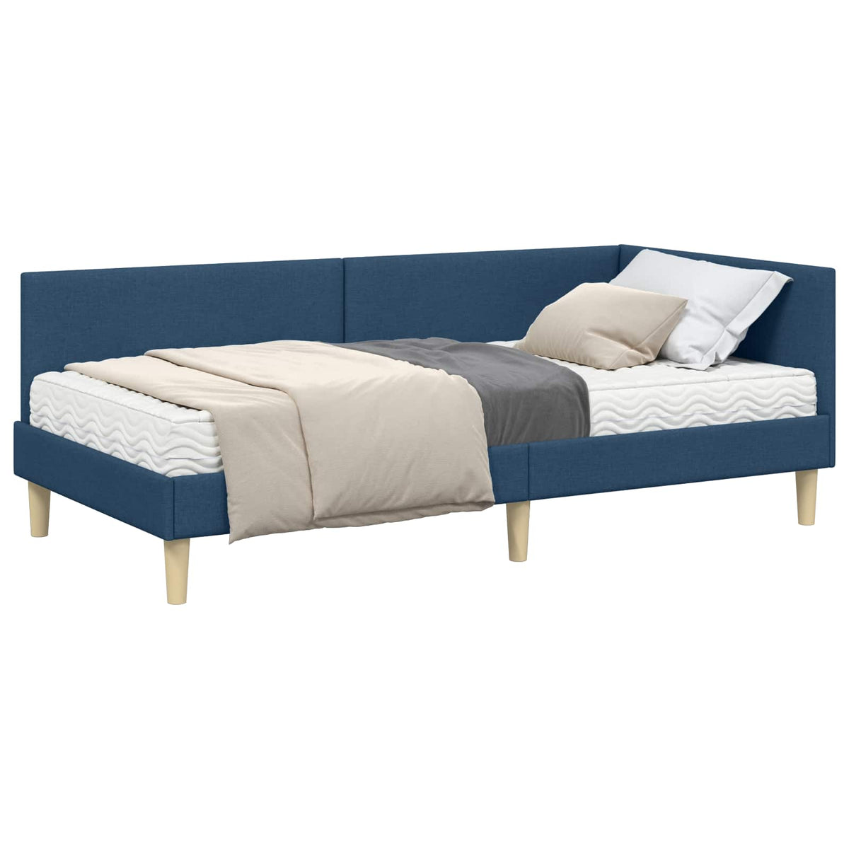 Cadre de lit d’angle avec matelas Autre 2 pc Bleu tissu - XIOS Store SNC