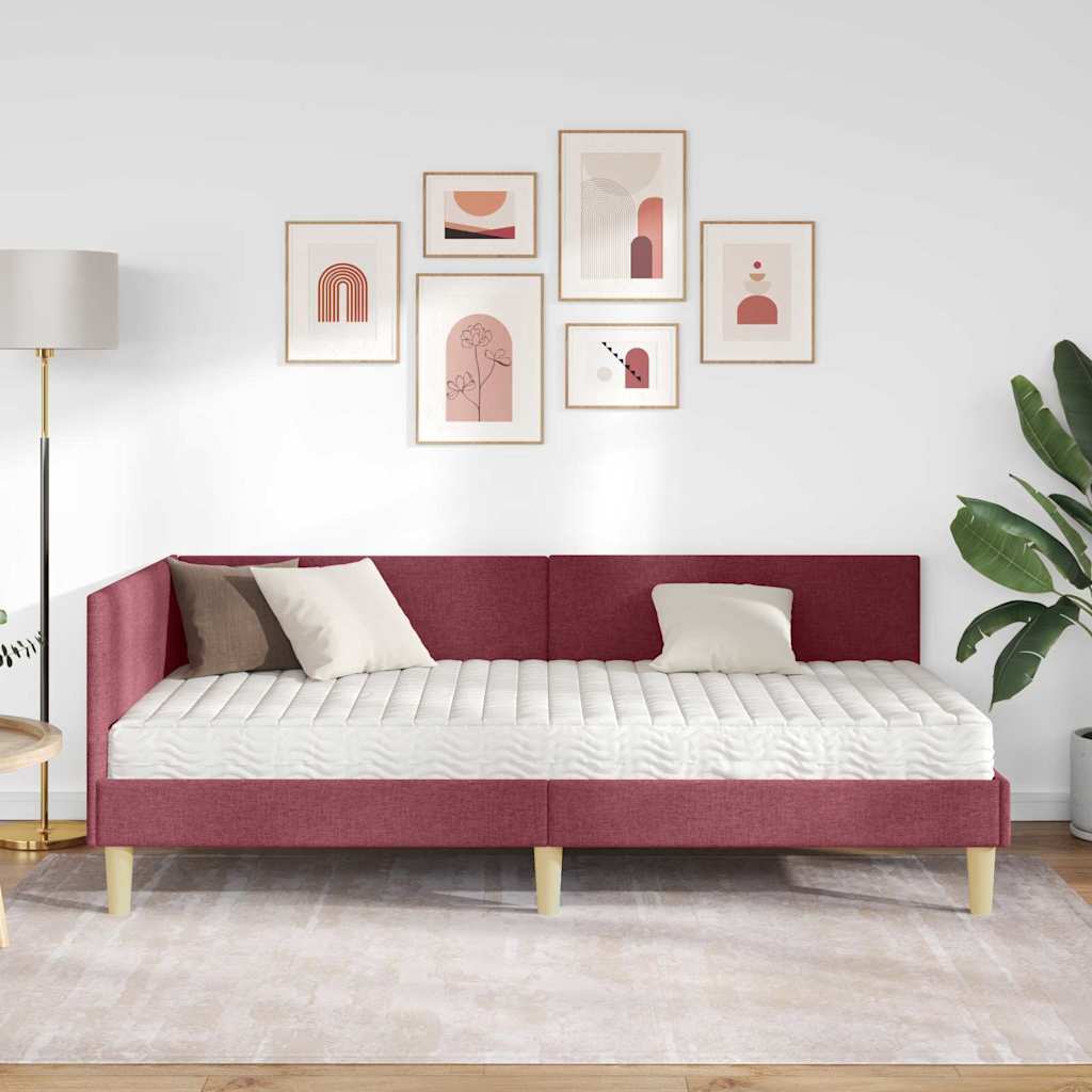 Cadre de lit d'angle avec matelas Autre 2 pcs Gris tissu - XIOS