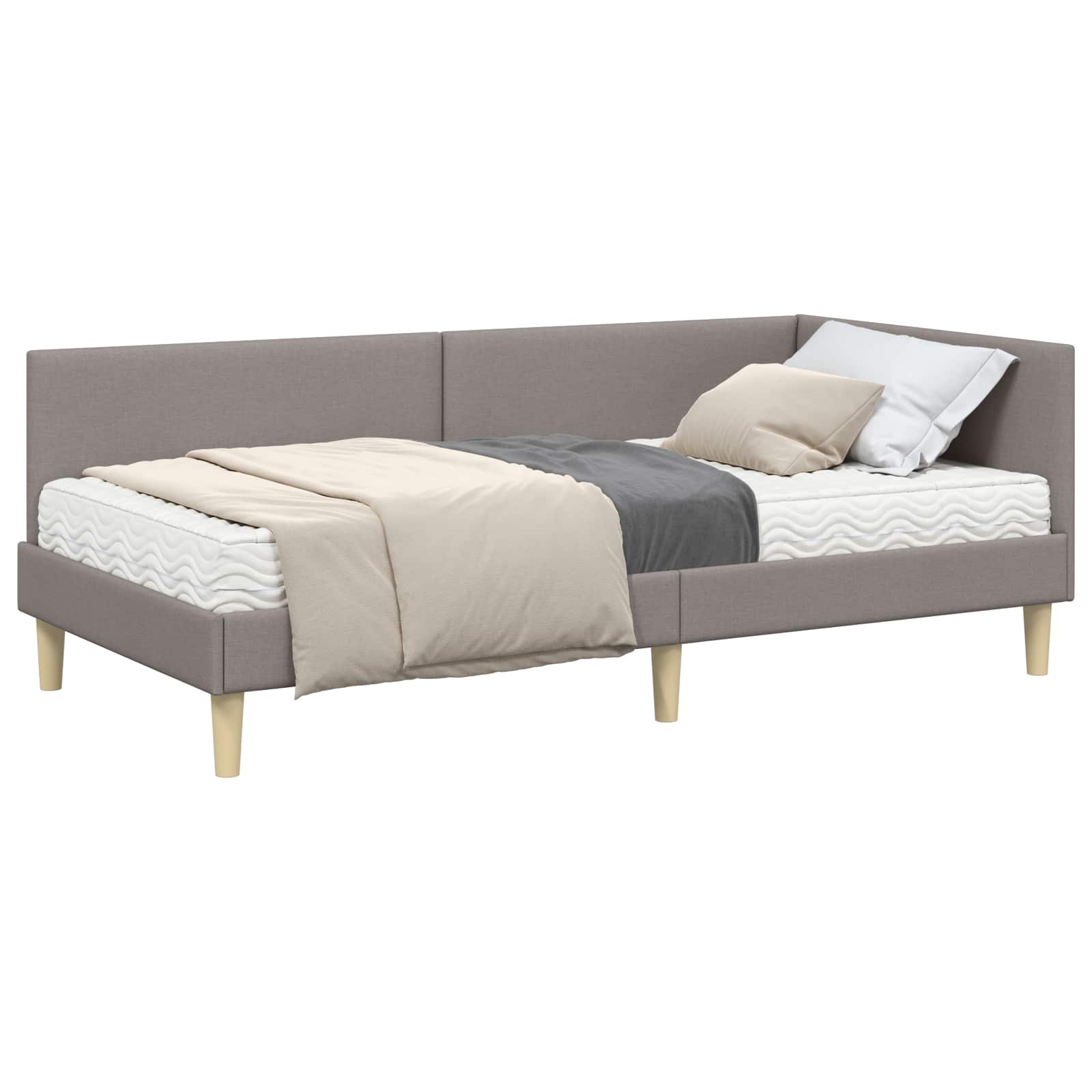 Cadre de lit d'angle avec matelas Autre 2 pcs Taupe tissu - XIOS