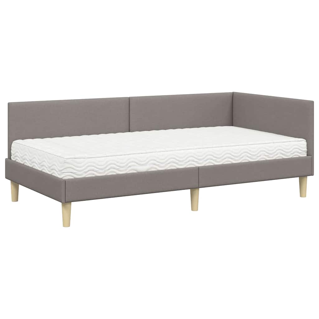 Cadre de lit d'angle avec matelas Autre 2 pcs Taupe tissu - XIOS