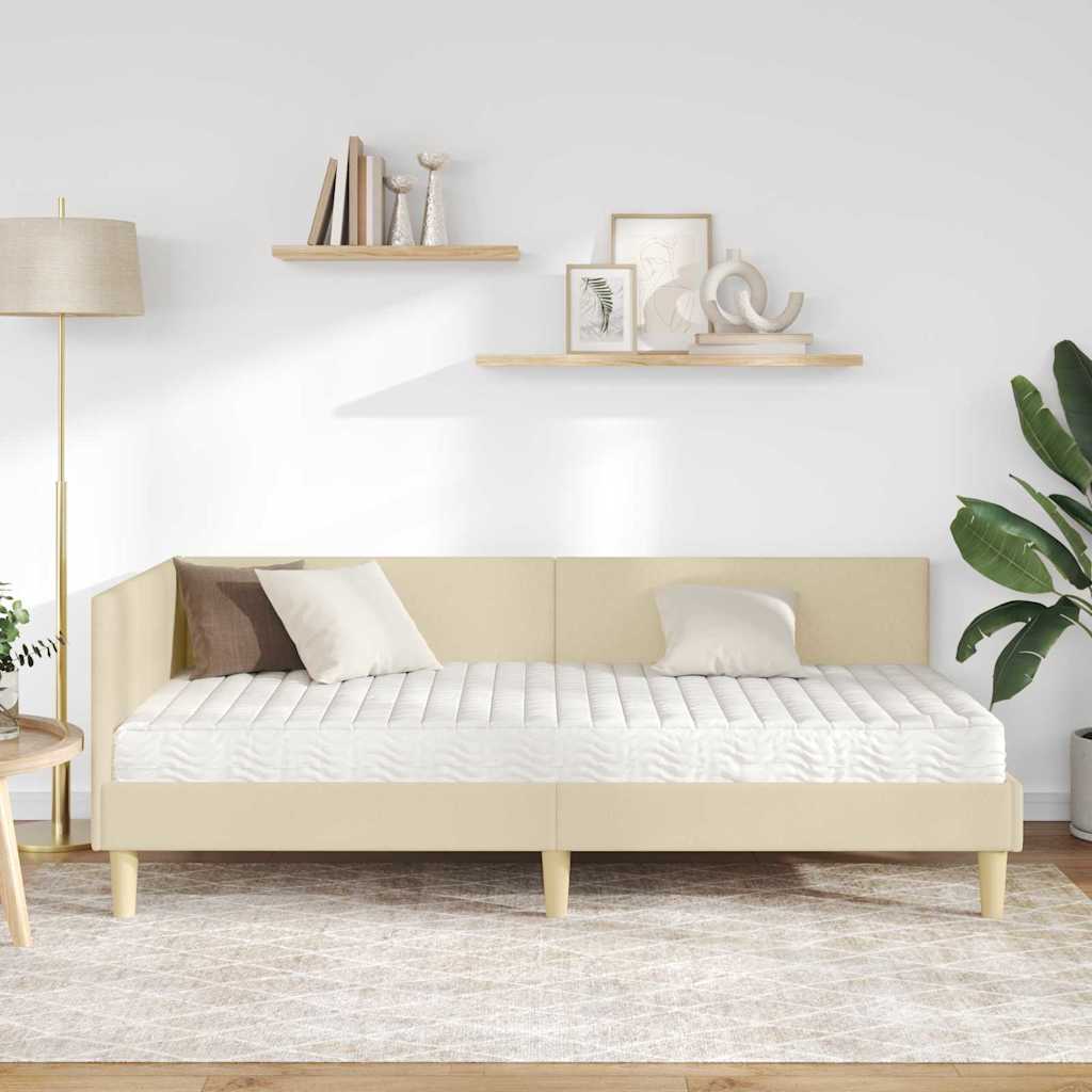 Cadre de lit d'angle avec matelas Autre 2 pcs Crème tissu - XIOS