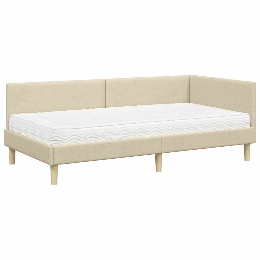 Cadre de lit d'angle avec matelas Autre 2 pcs Crème tissu - XIOS