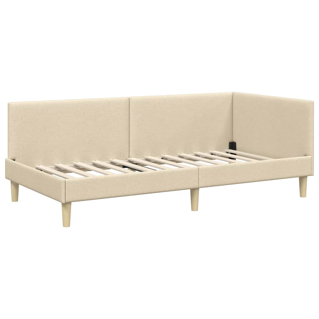Cadre de lit d'angle avec matelas Autre 2 pcs Crème tissu - XIOS