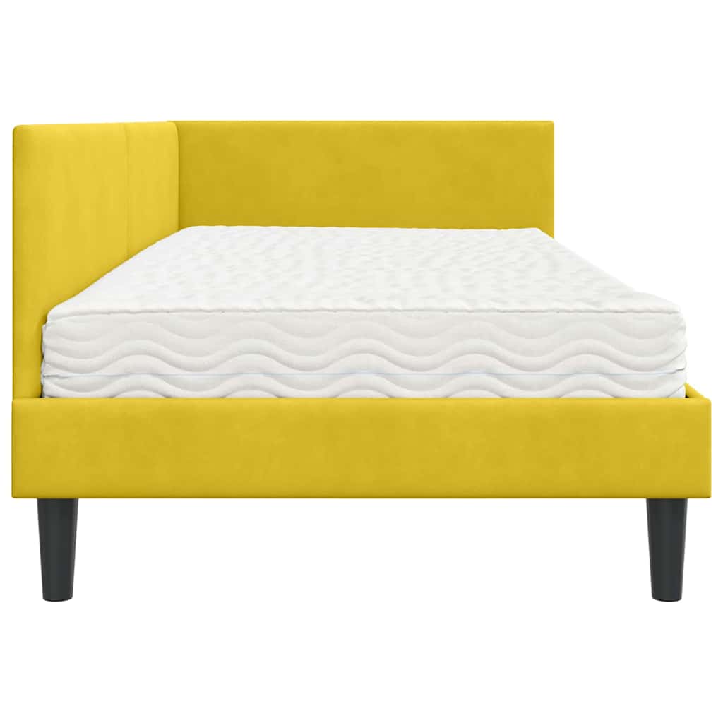 Cadre de lit d'angle avec matelas Autre 2 pcs Jaune Velours - XIOS