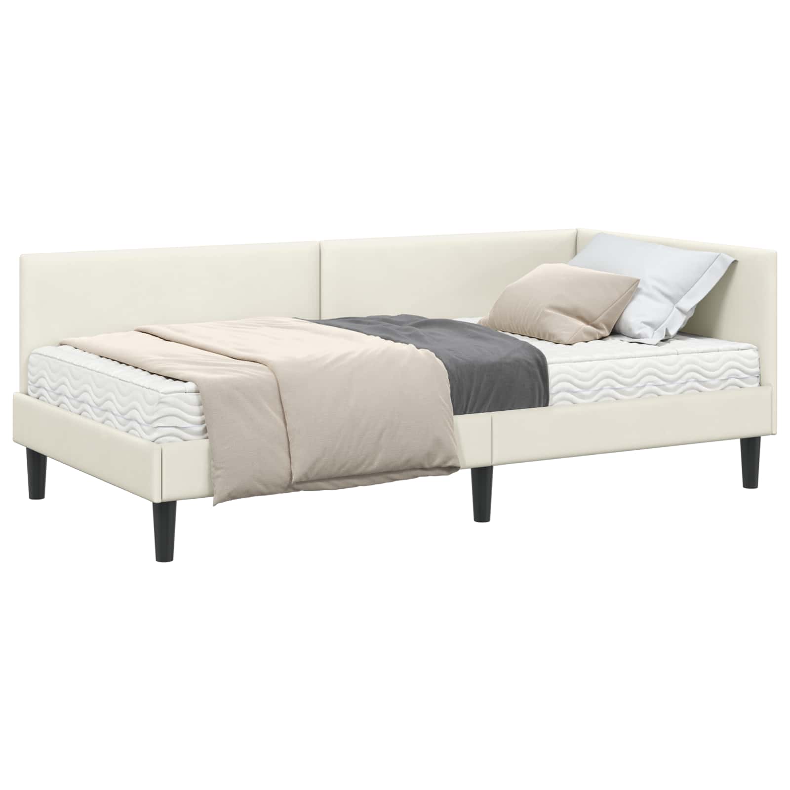 Cadre de lit d'angle avec matelas Autre 2 pcs Crème Velours - XIOS