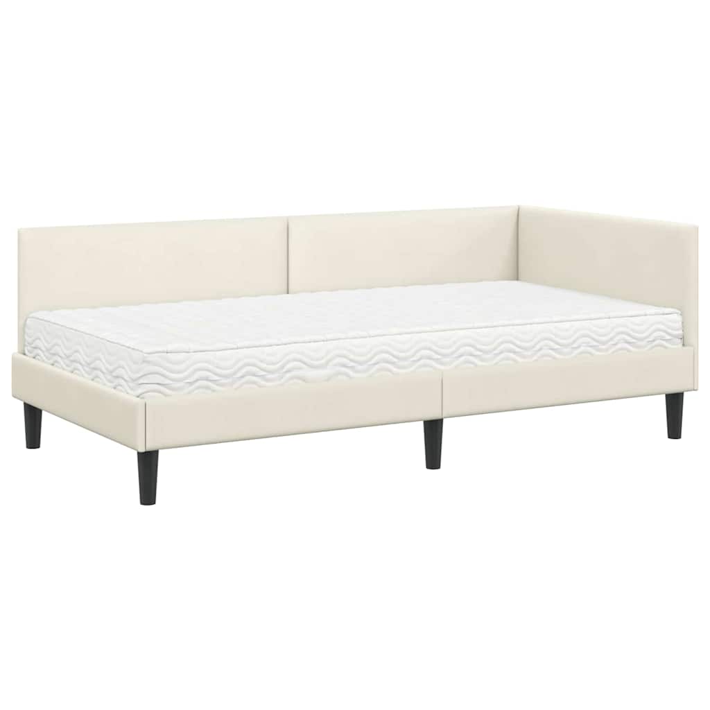 Cadre de lit d'angle avec matelas Autre 2 pcs Crème Velours - XIOS