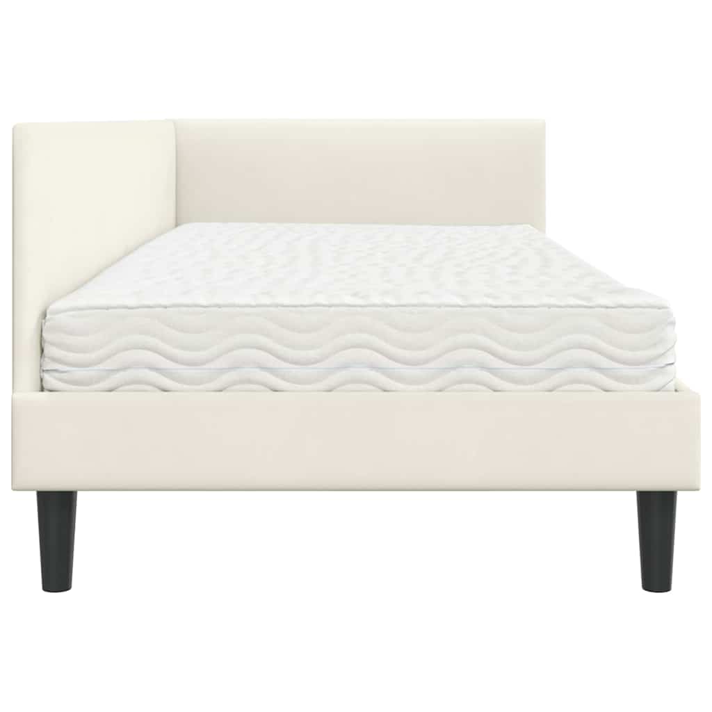 Cadre de lit d'angle avec matelas Autre 2 pcs Crème Velours - XIOS