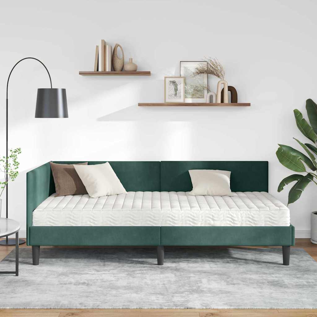 Cadre de lit d'angle avec matelas Autre 2 pcs Vert Velours - XIOS