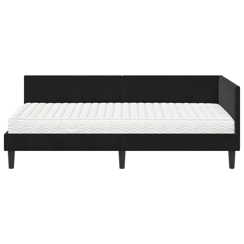 Cadre de lit d'angle avec matelas Autre 2 pcs Noir Velours - XIOS