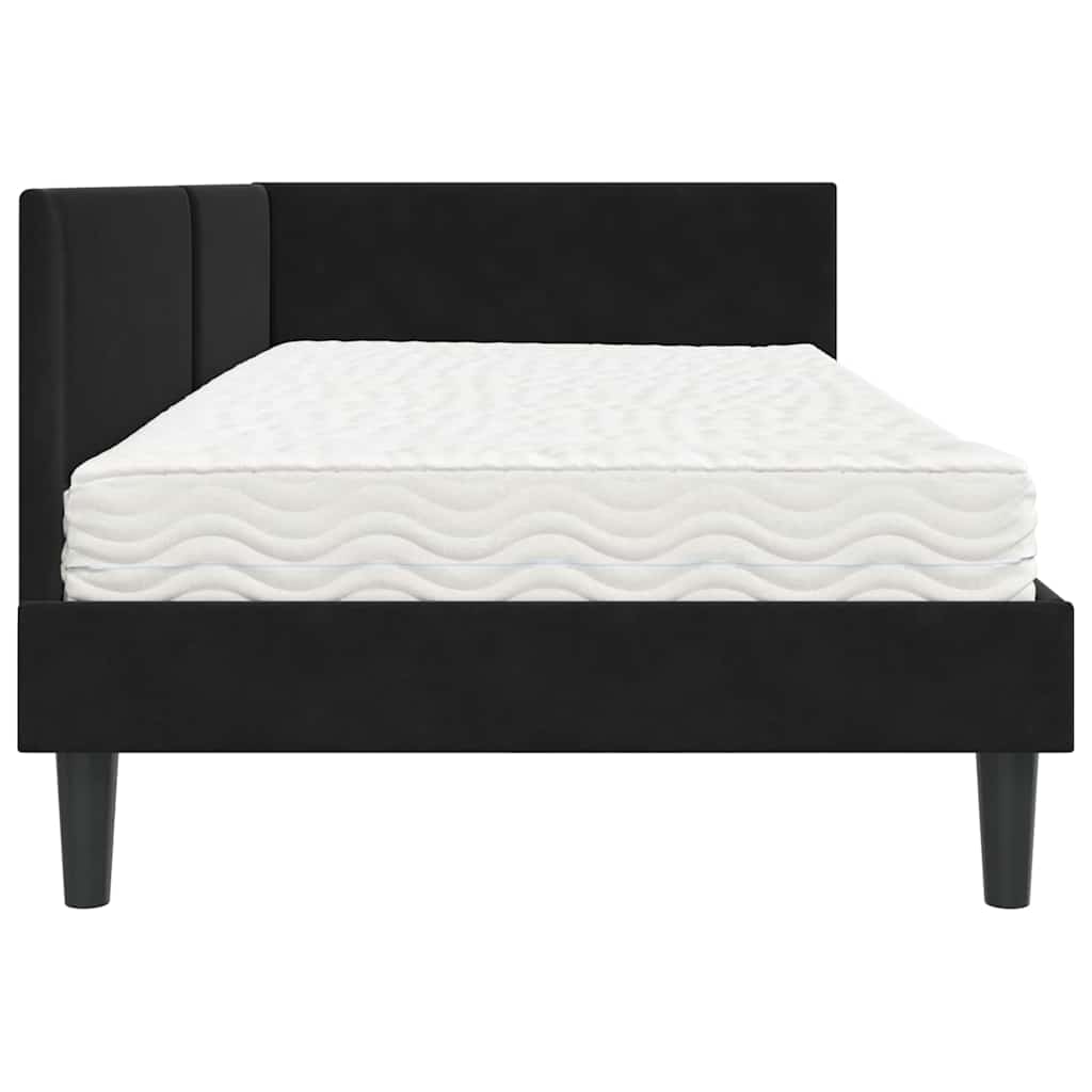 Cadre de lit d'angle avec matelas Autre 2 pcs Noir Velours - XIOS