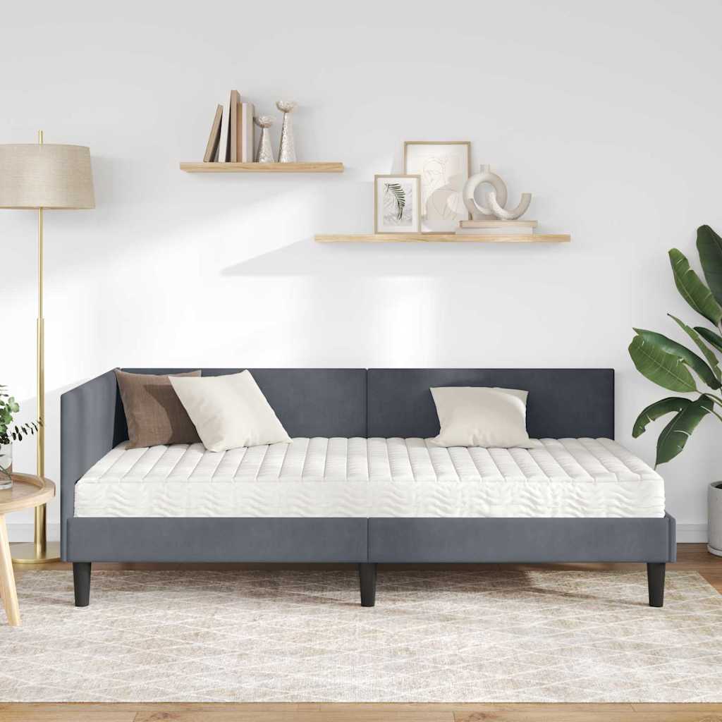 Cadre de lit d'angle avec matelas Autre 2 pcs Gris Velours - XIOS