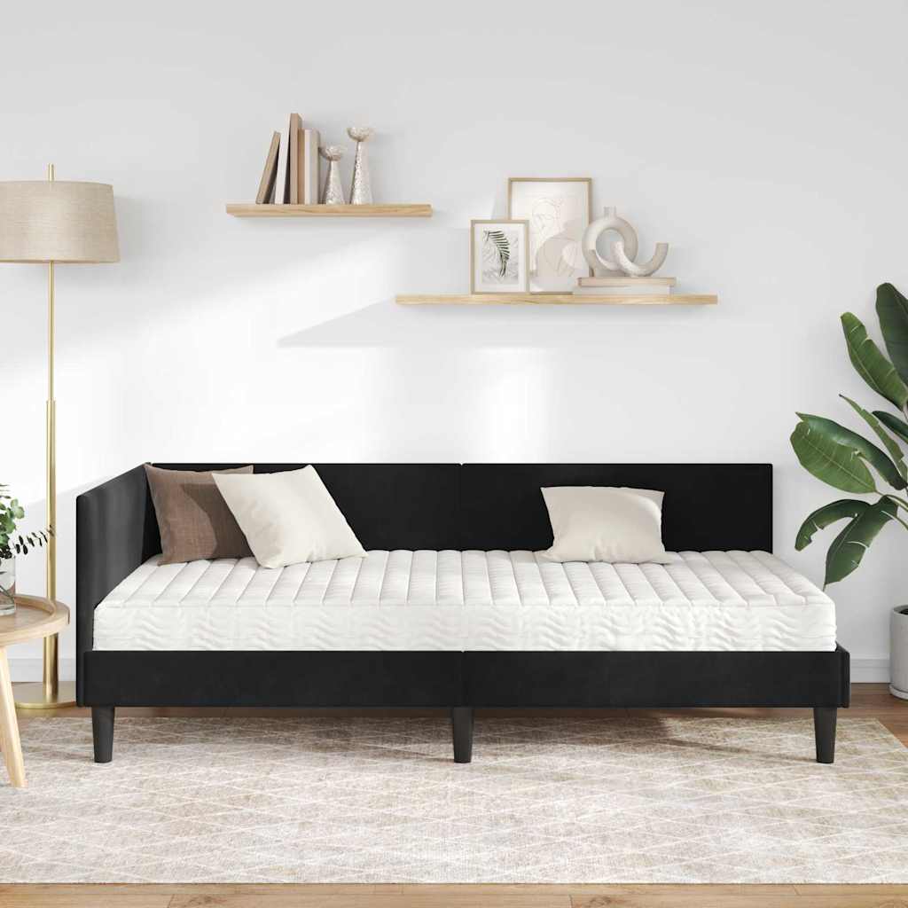 Cadre de lit d'angle avec matelas Autre 2 pcs Noir Velours - XIOS