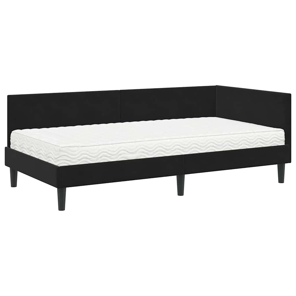 Cadre de lit d'angle avec matelas Autre 2 pcs Noir Velours - XIOS