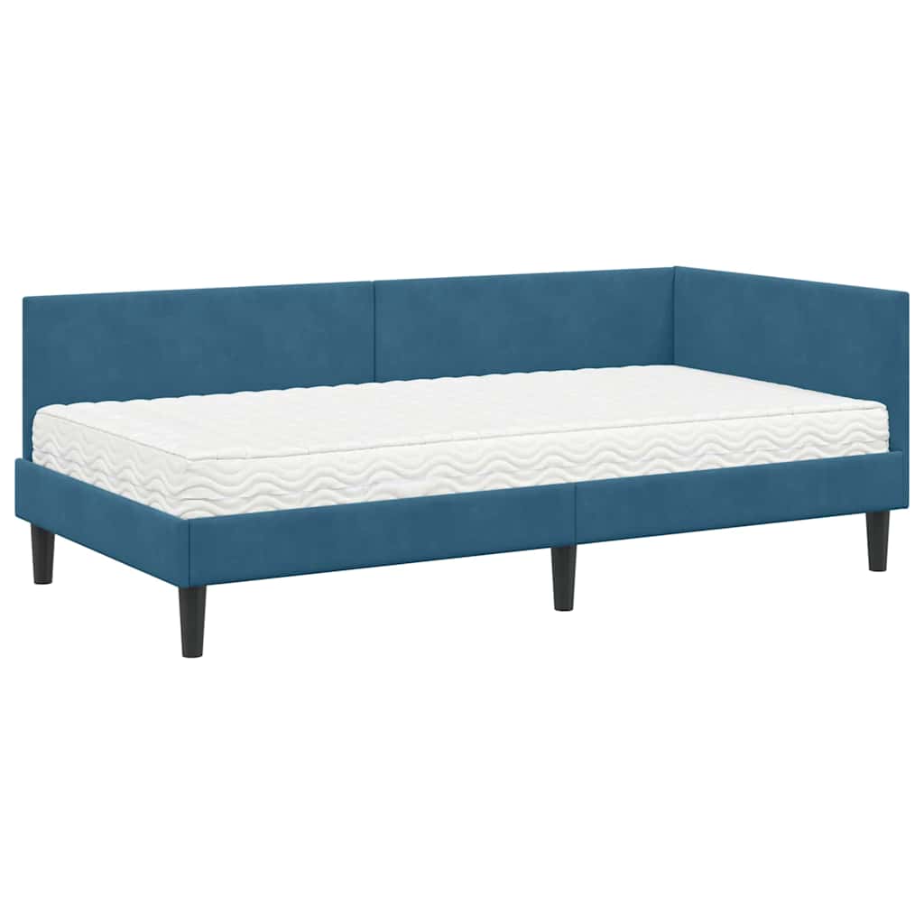 Cadre de lit d'angle avec matelas Autre 2 pcs Bleu Velours - XIOS
