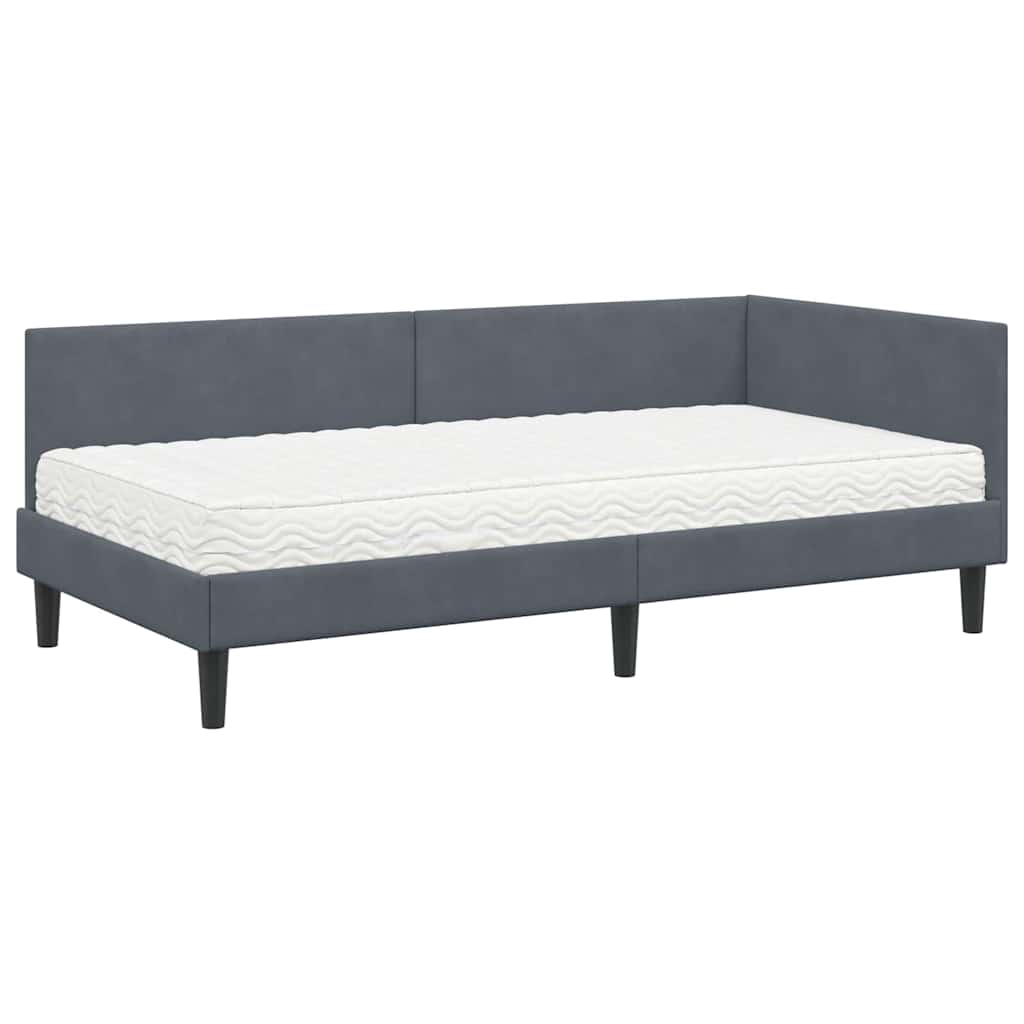 Cadre de lit d'angle avec matelas Autre 2 pcs Gris Velours - XIOS