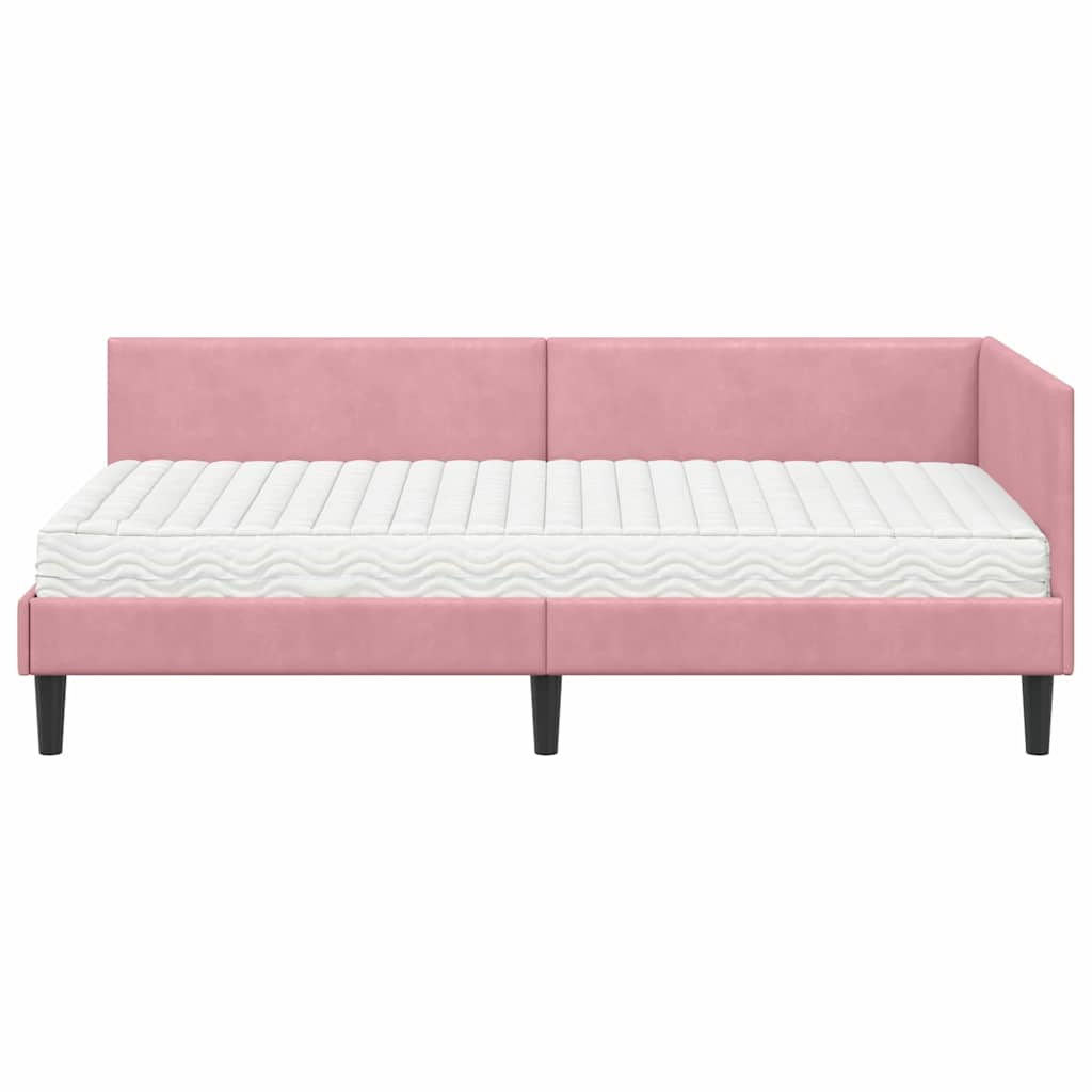 Cadre de lit d'angle avec matelas Autre 2 pcs Gris Velours - XIOS