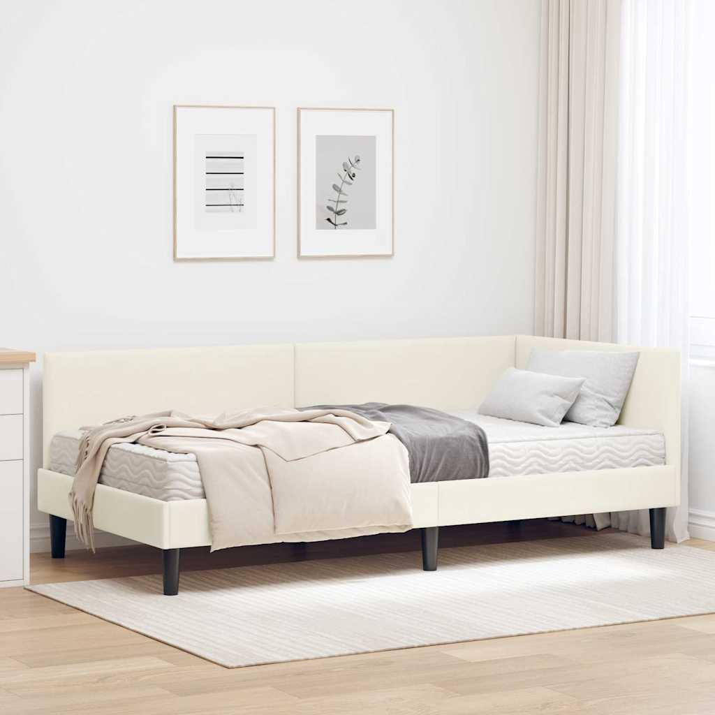 Cadre de lit d'angle avec matelas Autre 2 pcs Crème Velours - XIOS