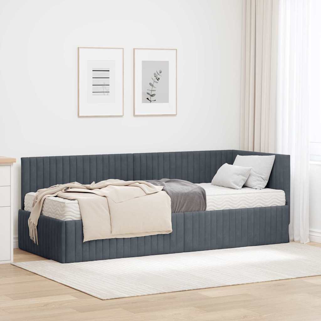 Cadre de lit d'angle avec matelas 2 pcs Gris Velours - XIOS