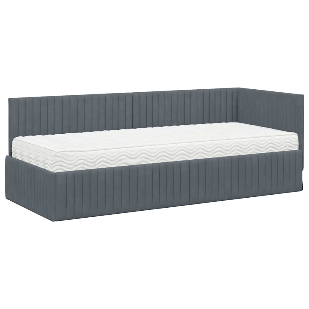 Cadre de lit d'angle avec matelas 2 pcs Gris Velours - XIOS