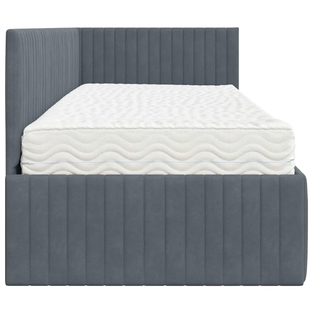 Cadre de lit d'angle avec matelas 2 pcs Gris Velours - XIOS