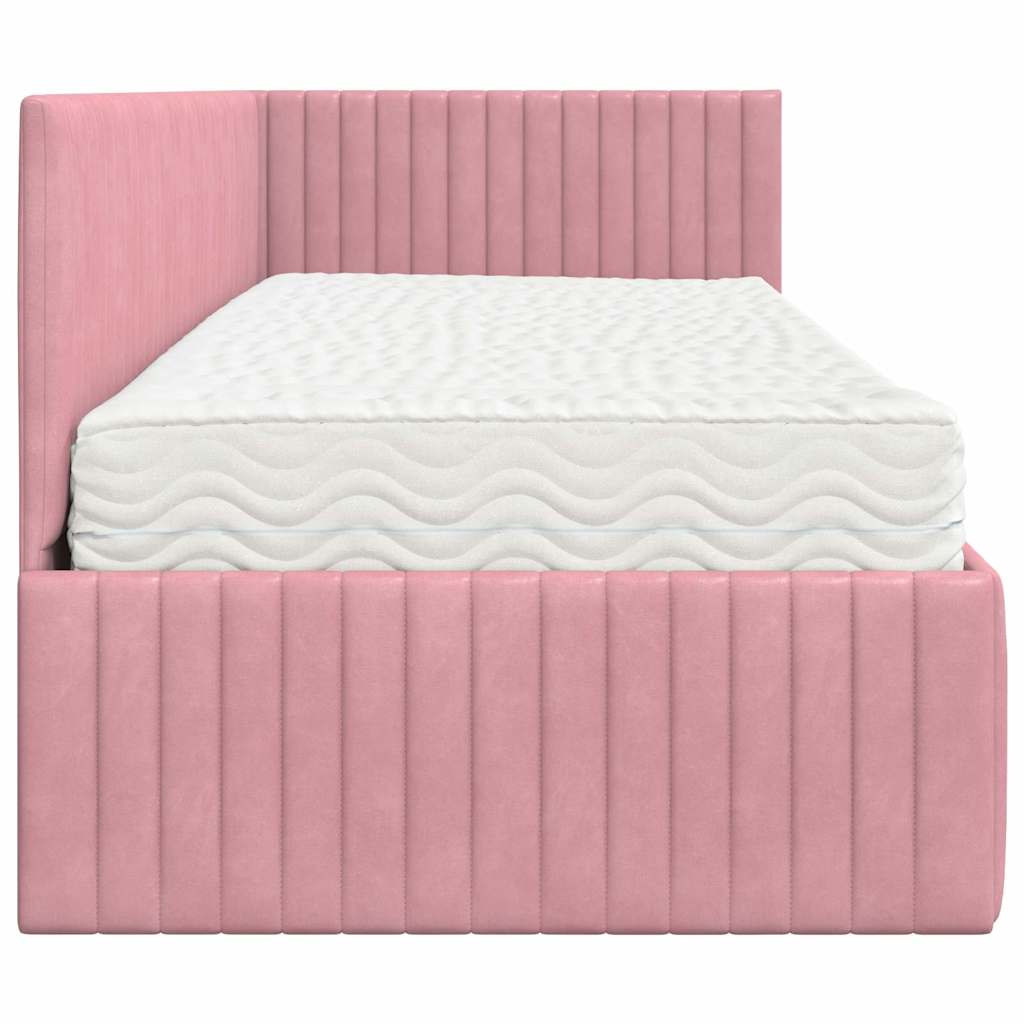 Cadre de lit d'angle avec matelas 2 pc Gris Velours