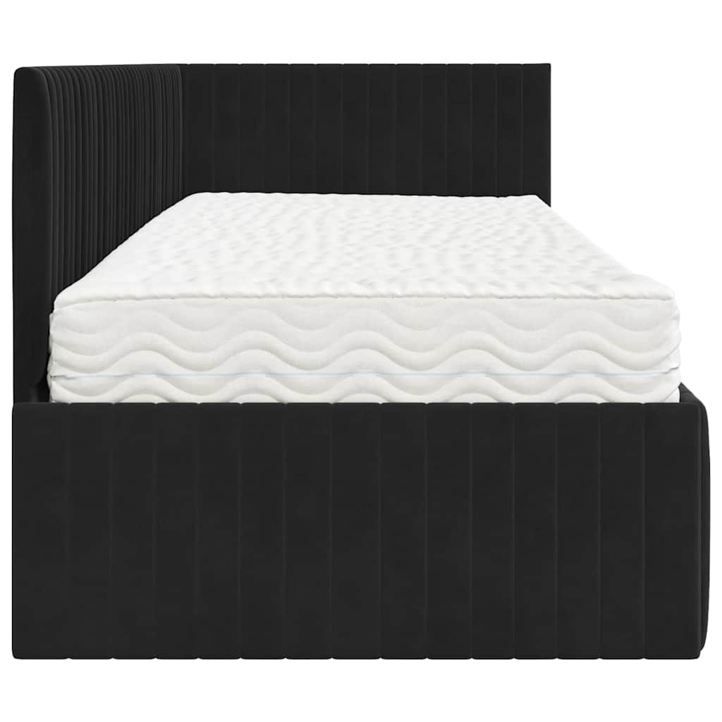 Cadre de lit d'angle avec matelas 2 pcs Noir Velours - XIOS