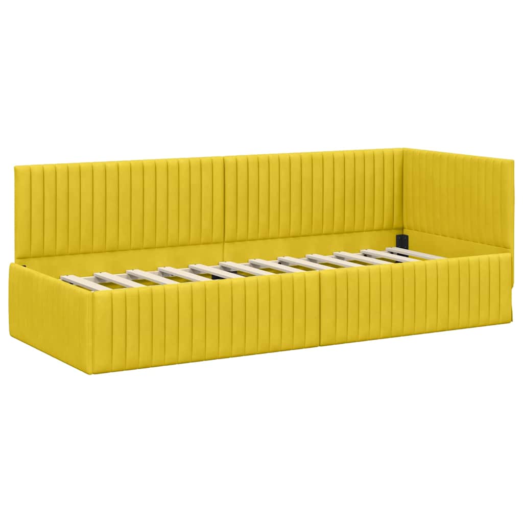 Cadre de lit d'angle avec matelas 2 pcs Jaune Velours - XIOS